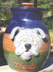 bull dog ceramic handmade treat jar mug